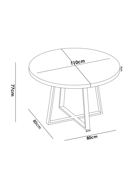 Mesa extensible de comedor Duna acabado Nordic 110–158 cm