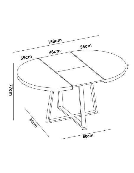 Mesa extensible de comedor Duna acabado Nordic 110–158 cm