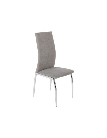 Silla de comedor Roxana tapizada en tela gris