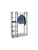 Armario Ropero Aliaj de madera y metal con barra y estantes abiertos – Ideal para espacios reducidos y organización práctica.