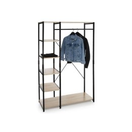 Armario Ropero Aliaj de madera y metal con barra y estantes abiertos – Ideal para espacios reducidos y organización práctica.