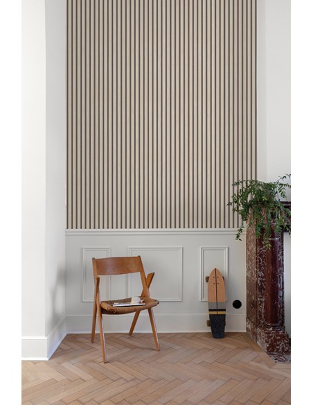 PAPEL PINTADO RAYAS MADERA MARRON