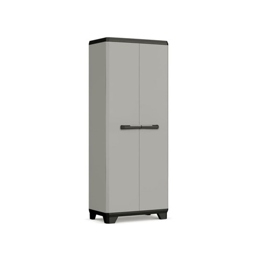 Armario alto Keter Planet High de resina reciclada color gris con 3 estantes regulables