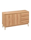 Aparador con 3 cajones y 2 puertas acabado madera natural con patas de pino