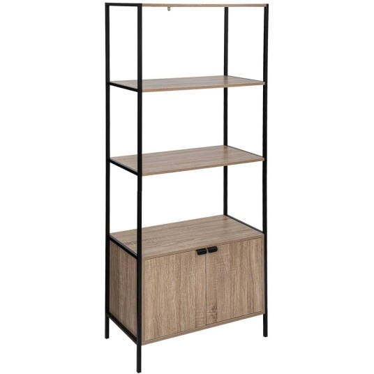 Estantería Aliaj de madera y metal con 2 puertas y 3 estantes – Diseño industrial elegante y funcional.