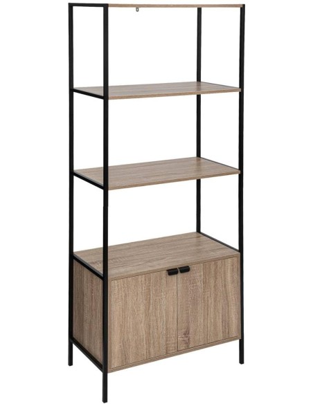 Estantería Aliaj de madera y metal con 2 puertas y 3 estantes – Diseño industrial elegante y funcional.