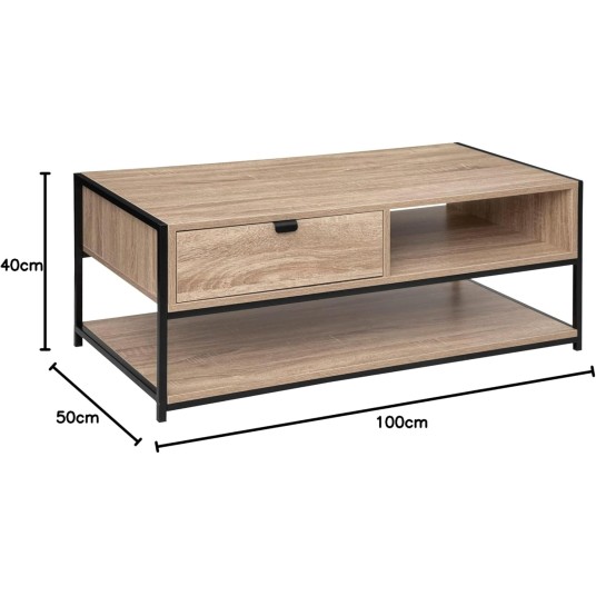 Mesa de Centro Aliaj con Cajón y Estante