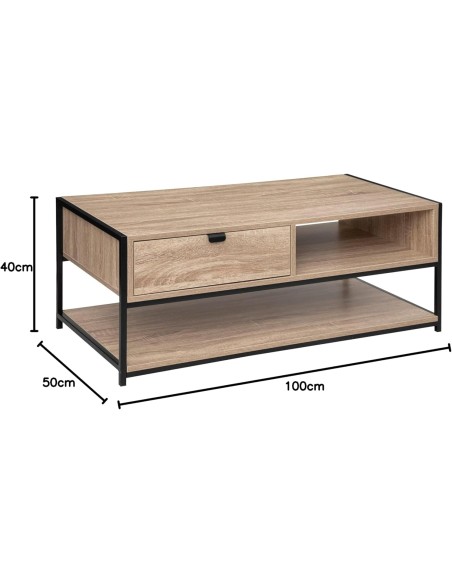 Mesa de Centro Aliaj con Cajón y Estante