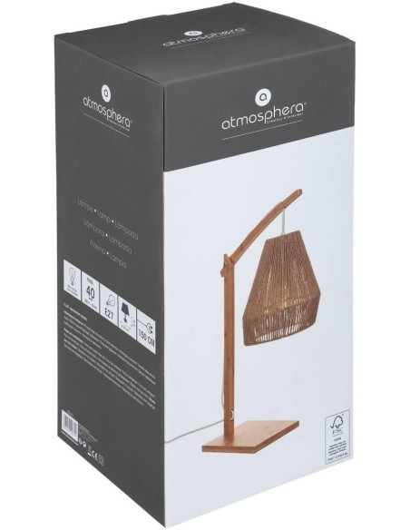 Lámpara de Sobremesa de Bambú y Cáñamo Natural de 55 cm