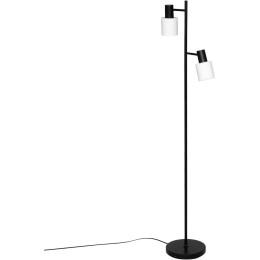 Lámpara de pie Tais con base de metal brillante y pantallas de piedra