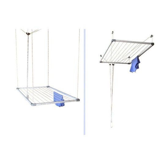 Tendedero de techo extensible en aluminio anodizado 100-160 cm con 10 cuerdas