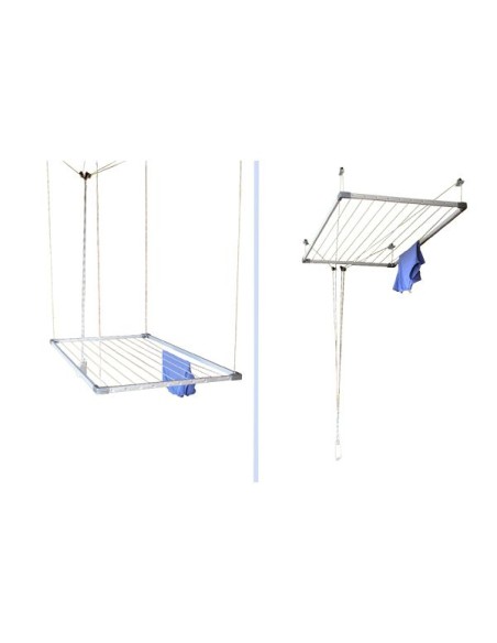Tendedero de techo extensible en aluminio anodizado 100-160 cm con 10 cuerdas