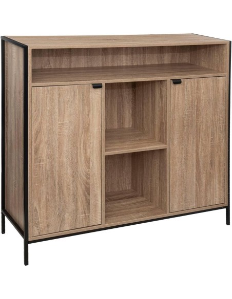 Aparador Aliaj de madera y metal – 2 puertas, 3 estantes. Estilo industrial funcional para salones y comedores.