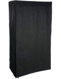 Armario de tela negro con estructura metálica y estantes – 88x46x169 cm – Bricomarian
