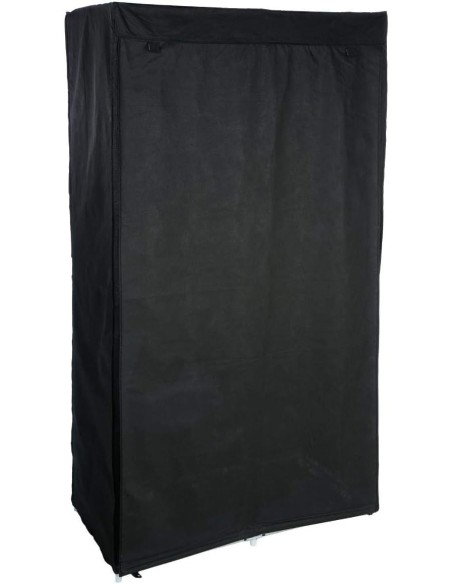 Armario de tela negro con estructura metálica y estantes – 88x46x169 cm – Bricomarian