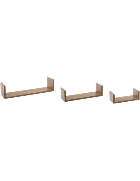 Juego de 3 Estantes Flotantes de Pared MDF Roble Natural