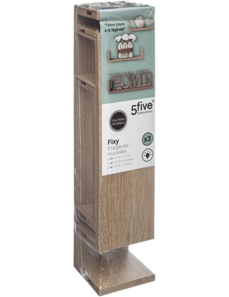 Juego de 3 Estantes Flotantes de Pared MDF Roble Natural