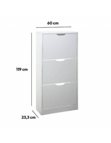 Zapatero 3 Cajones Blanco | Capacidad 18 pares