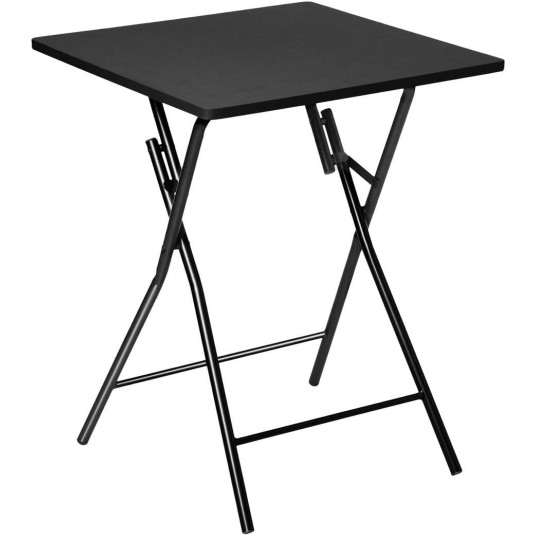 Mesa plegable negra de 4 plazas – 60x60 cm, compacta y fácil de guardar