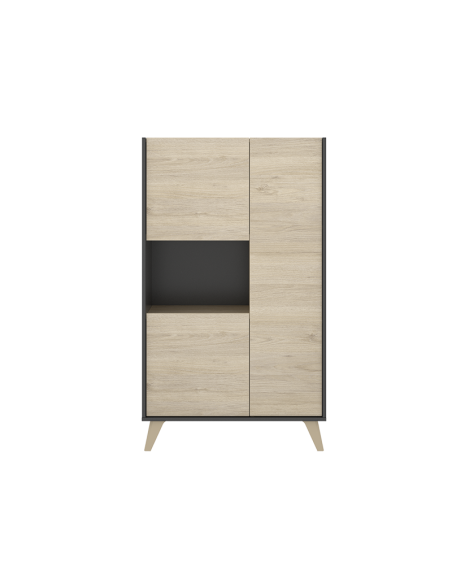 Alacena Vertical Ness – Estilo Nórdico Grafito/Natural