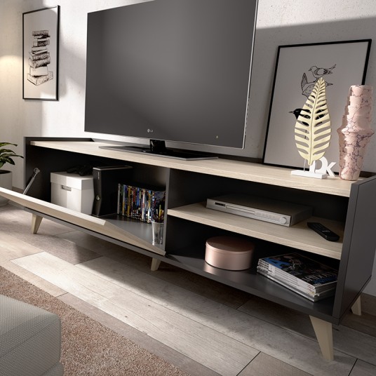 Mueble Bajo TV Grafito/Natural