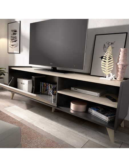 Mueble Bajo TV Grafito/Natural