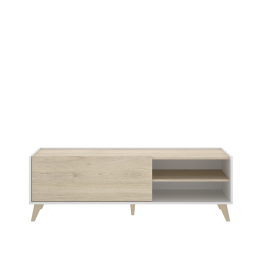 Mueble bajo TV estilo nórdico grafito/natural con puerta abatible