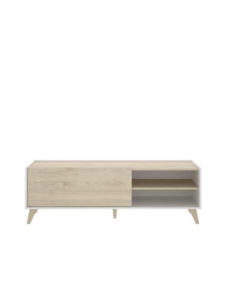 Mueble bajo TV estilo nórdico grafito/natural con puerta abatible