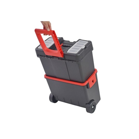 Caja de herramientas profesional con ruedas 45x25x44 cm, 2 compartimentos
