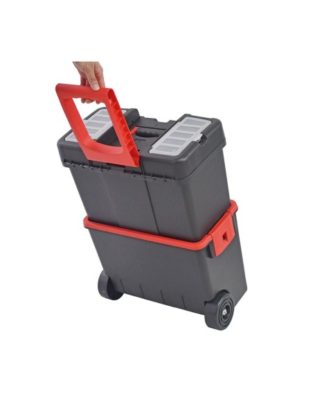 Caja de herramientas profesional con ruedas 45x25x44 cm, 2 compartimentos