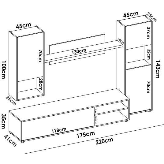 Salón Modular Luca – Mueble TV, 2...