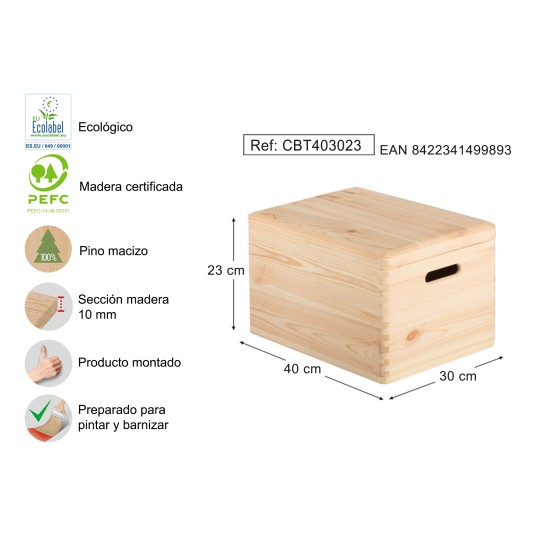 CAJA DE MADERA CON TAPA CBT403023.