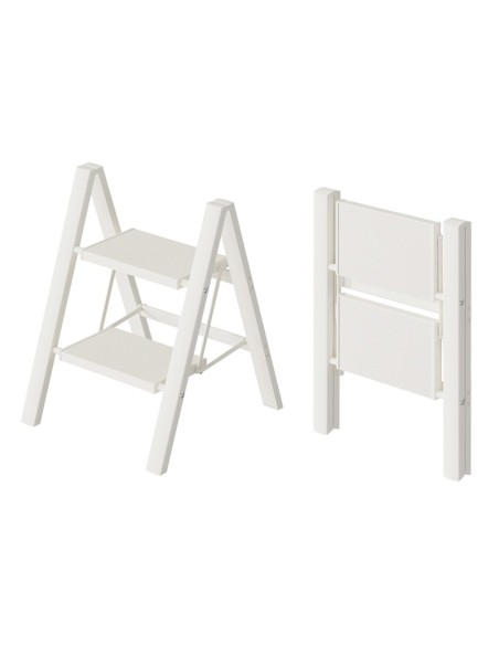 Escalera plegable de aluminio de 2 peldaños, peldaños antideslizantes, pies de goma TPR, capacidad 150 kg, certificación EN131.