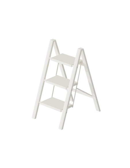 Taburete plegable de aluminio blanco de 3 peldaños