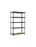 Estantería metálica negra galvanizada sin tornillos con 5 estantes de alta carga – 186x112x40 cm