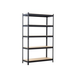 Estantería metálica negra galvanizada sin tornillos con 5 estantes de alta carga – 186x112x40 cm