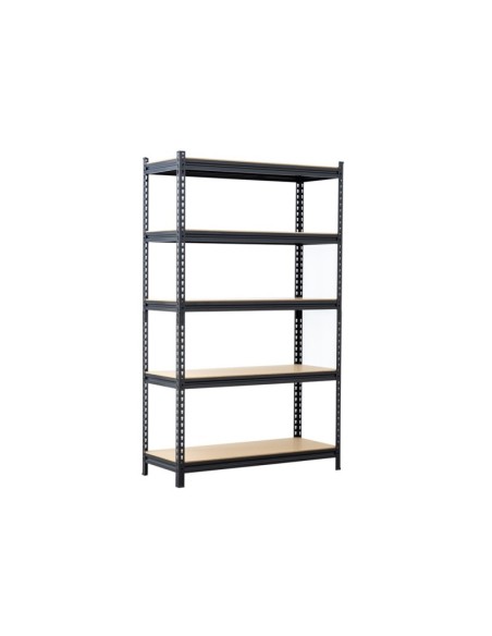Estantería metálica negra galvanizada sin tornillos con 5 estantes de alta carga – 186x112x40 cm