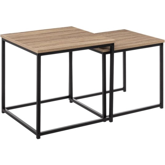 Set de mesas auxiliares Aliaj – Diseño industrial con metal y MDF. Perfectas para el salón, dormitorio o cualquier rincón.