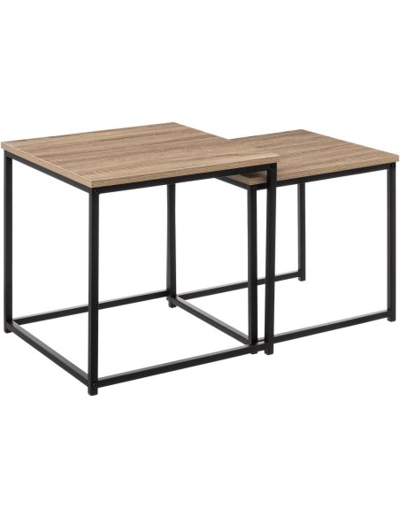 Set de mesas auxiliares Aliaj – Diseño industrial con metal y MDF. Perfectas para el salón, dormitorio o cualquier rincón.