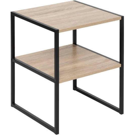 Mesita de noche Aliaj – Diseño minimalista con 2 estantes para almacenamiento adicional. Ideal para cualquier habitación.