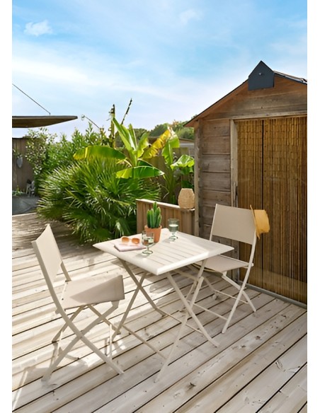 Silla de Jardín Plegable Beige Lino de Acero y Textileno