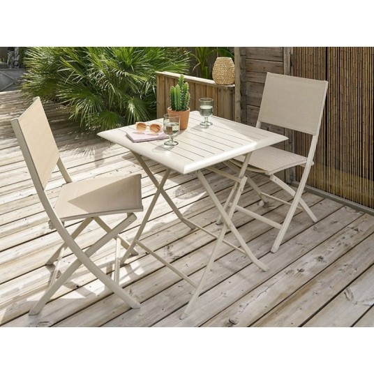 Silla de Jardín Plegable Beige Lino...