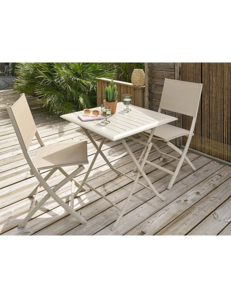 Silla de Jardín Plegable Beige Lino de Acero y Textileno
