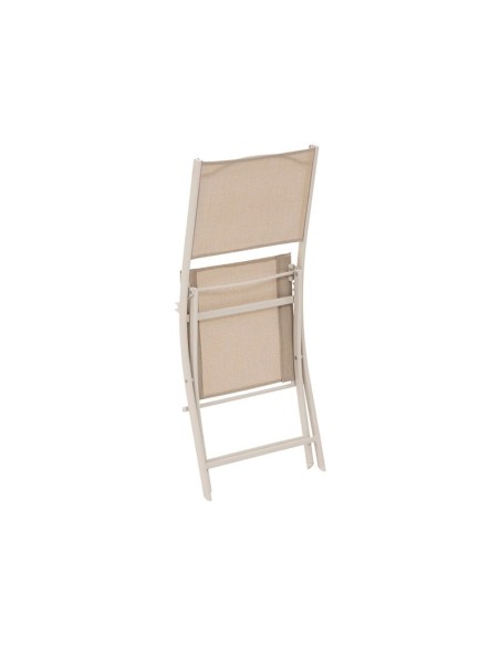 Silla de Jardín Plegable Beige Lino de Acero y Textileno