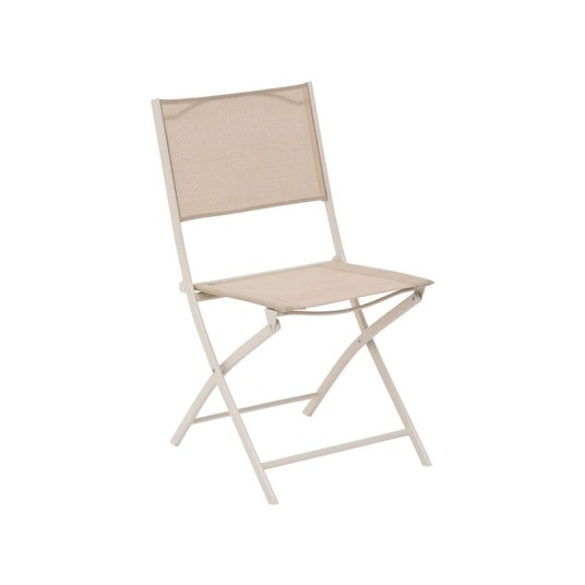silla de jardín plegable beige lino para balcón