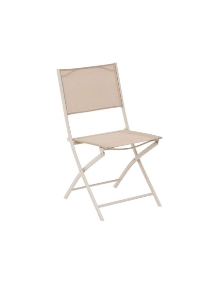 silla de jardín plegable beige lino para balcón