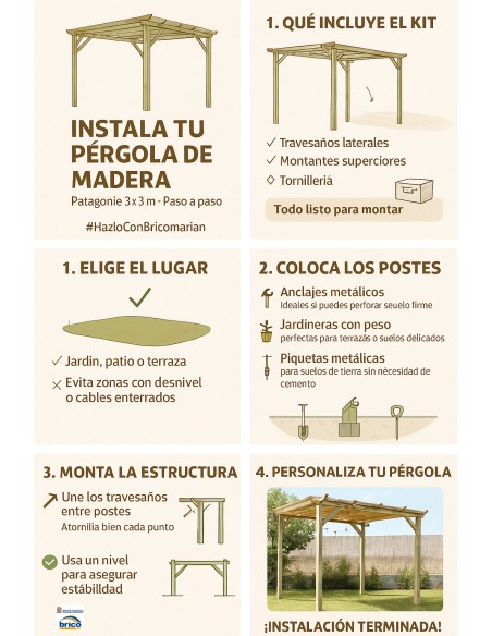 Pérgola de Madera Patagonie 3x3 m