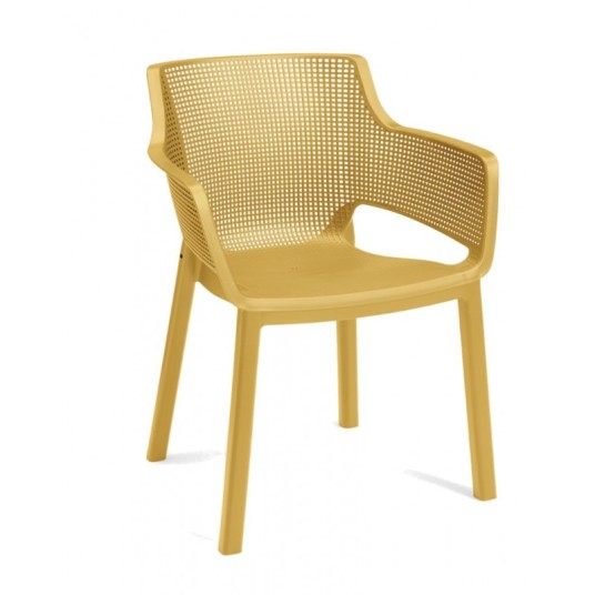 Silla Elisa de Resina Color Mostaza – Moderna y Resistente | 61,5x53x78,4 cm