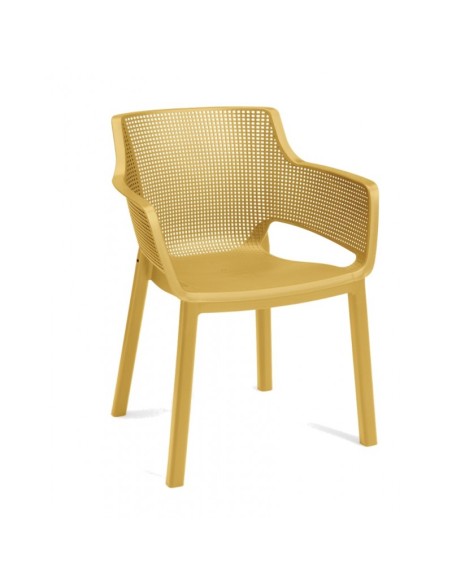 Silla Elisa de Resina Color Mostaza – Moderna y Resistente | 61,5x53x78,4 cm