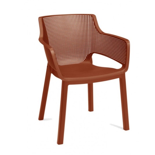 silla Elisa color teja de resina para terraza